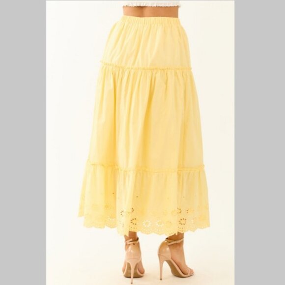 NEW HYFVE Tiered Eyelet Maxi Skirt L - Picture 12 of 16